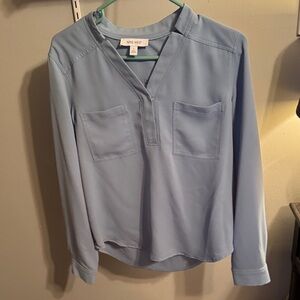 Nine West Light Blue V-Neck Blouse